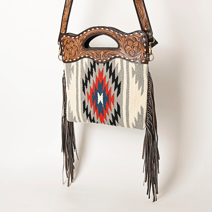 OHLAY OHA103D HOBO Hand Tooled Upcycled Wool Genuine Leather women bag by Hilason – Cowboy and equestrian accessories