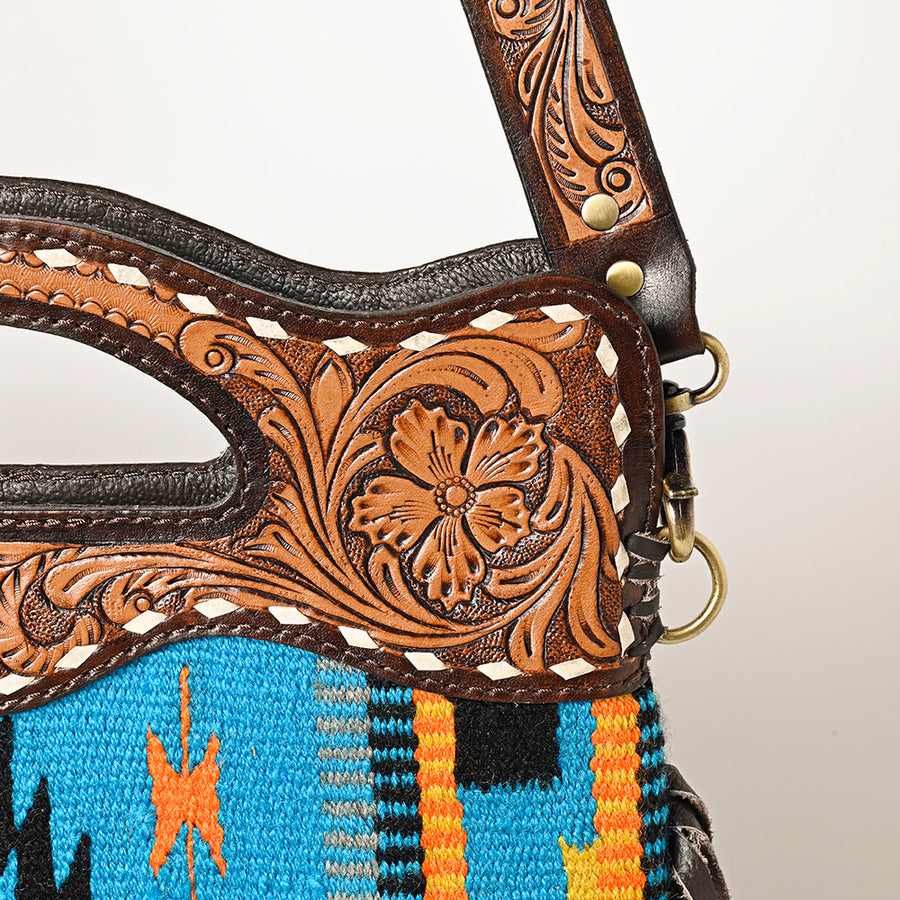 OHLAY Clutch Hand Tooled Saddle Blanket Genuine Leather women bag western handbag