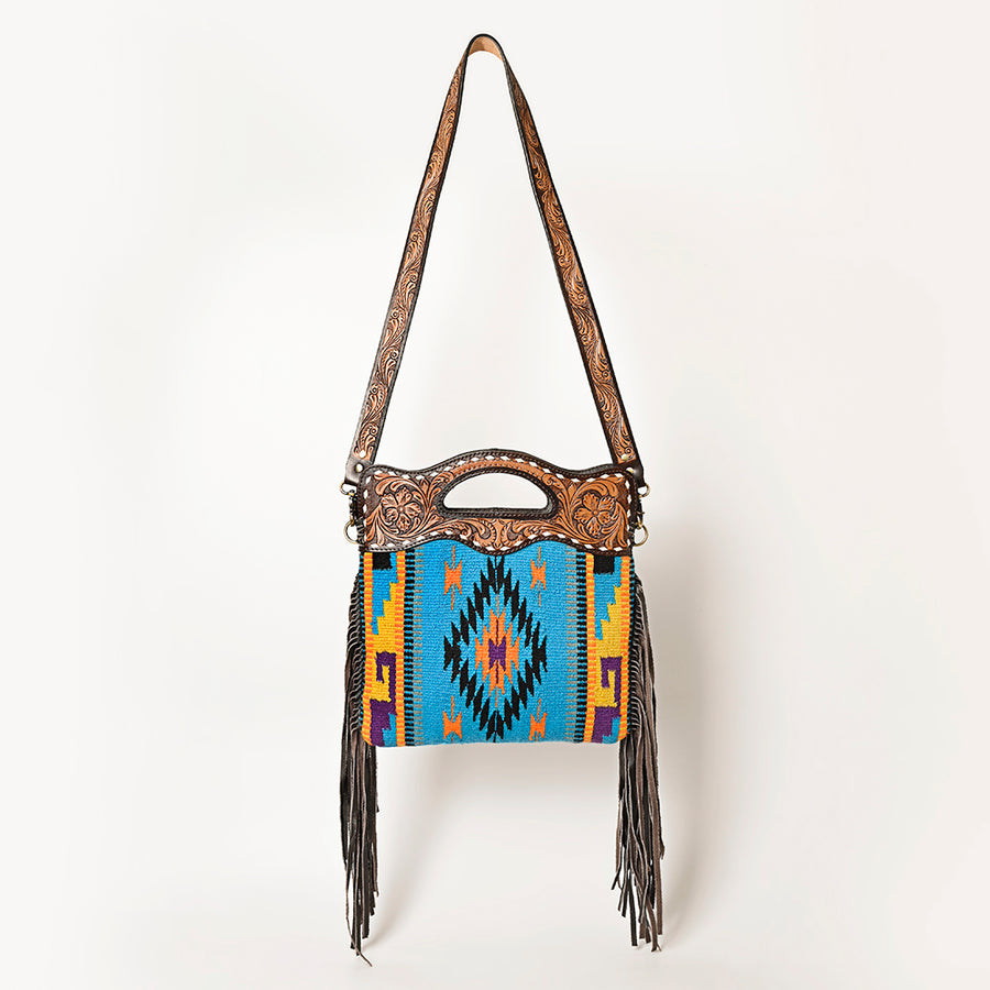 OHLAY Clutch Hand Tooled Saddle Blanket Genuine Leather women bag western handbag