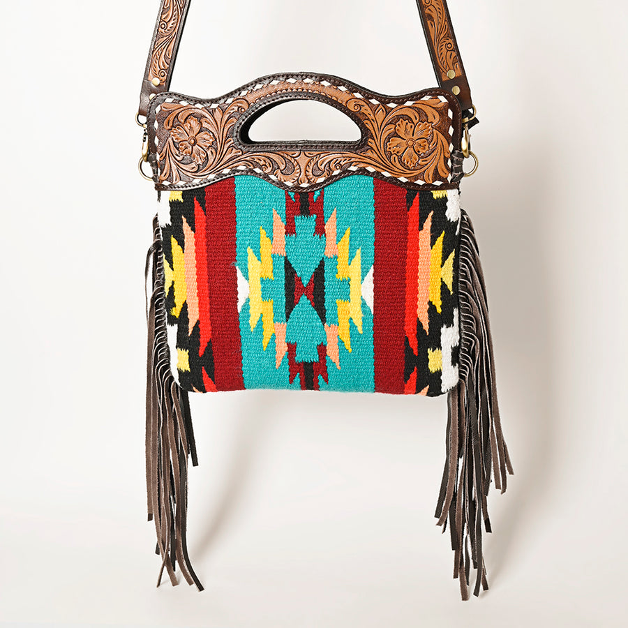 OHLAY Clutch Hand Tooled Saddle Blanket Genuine Leather women bag western handbag