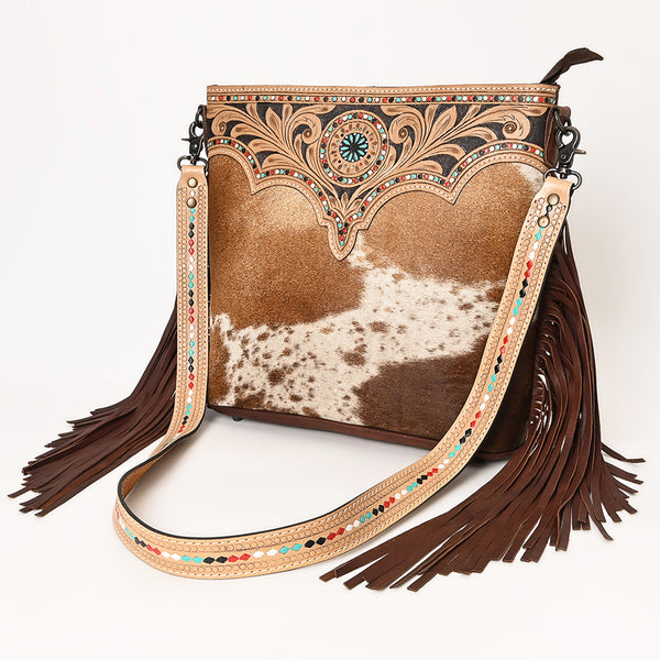 OHLAY OHG123 Cross Body Hand Tooled Hair-On Genuine Leather women bag by Hilason – Cowboy and equestrian accessories