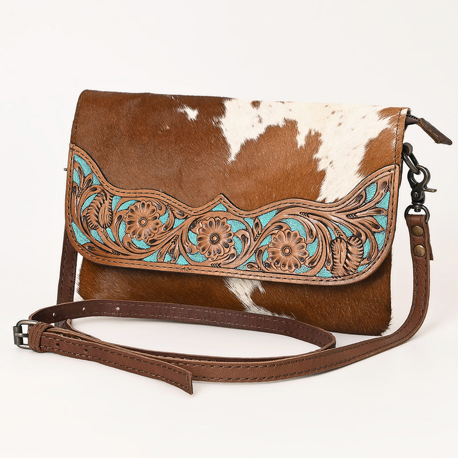 Ohlay Bags OHG127 Clutch Hand Tooled Hair-On Genuine Leather Women Bag by Hilason – Cowboy and equestrian accessories