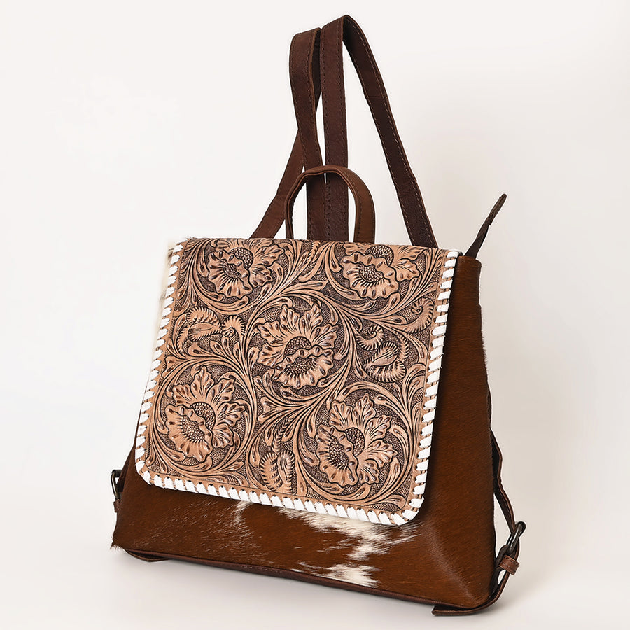 Ohlay Bags OHG131 Backpack Hand Tooled Hair-On Genuine Leather Women by Hilason – Cowboy and equestrian accessories
