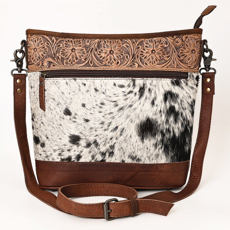 OHLAY Large Crossbody Hand Tooled Hair-On Genuine Leather Women Bag Western Handbag Purse | Womens Handbags Belt for Summer