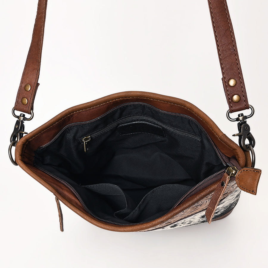 OHLAY Large Crossbody Hand Tooled Hair-On Genuine Leather Women Bag Western Handbag Purse | Womens Handbags Belt for Summer