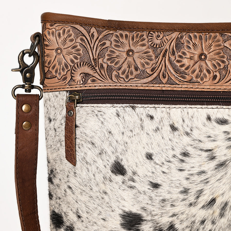 OHLAY Large Crossbody Hand Tooled Hair-On Genuine Leather Women Bag Western Handbag Purse | Womens Handbags Belt for Summer