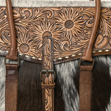 American Darling ADBG1397 Cross Body Hand Tooled Hair On Genuine Leather women bag western handbag purse