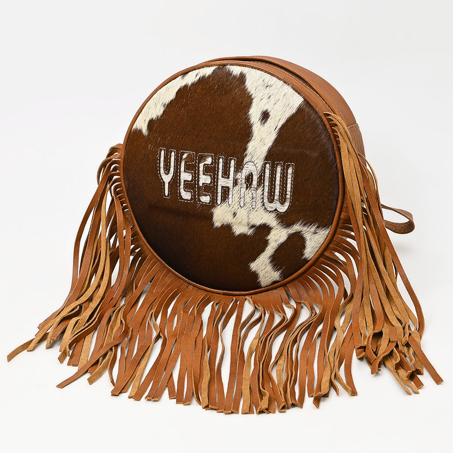 American Darling Western Hair-On Cowhide Fringe Backpack Bag with Genuine Leather by American Darling - Uhorse