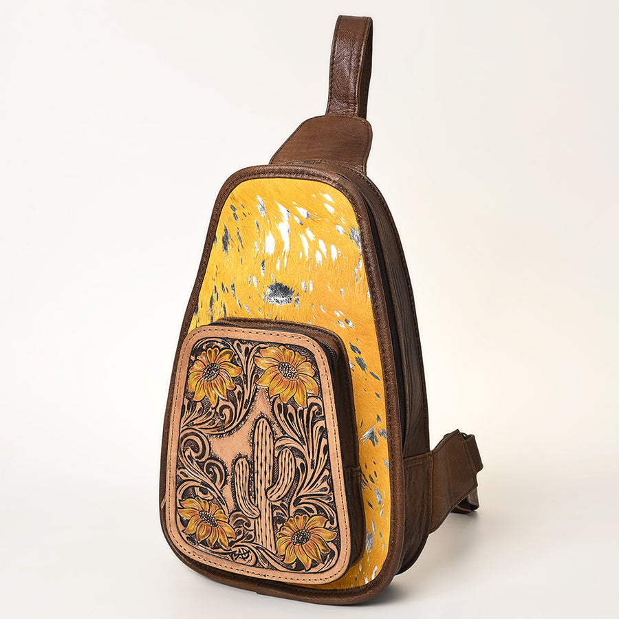 American Darling Floral Hand Tooled Bag | Hair on Cowhide Sling - Uhorse