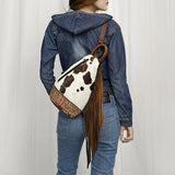 American Darling Sling Hand Tooled Hair-onGenuine Leather women bag western handbag purse