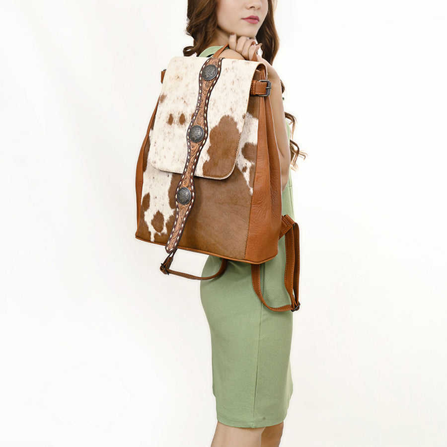 American Darling Western Cowhide Leather Backpack Hand-Tooled Strap Genuine Leather Handmade Western Travel Bag Everyday Backpack Purse