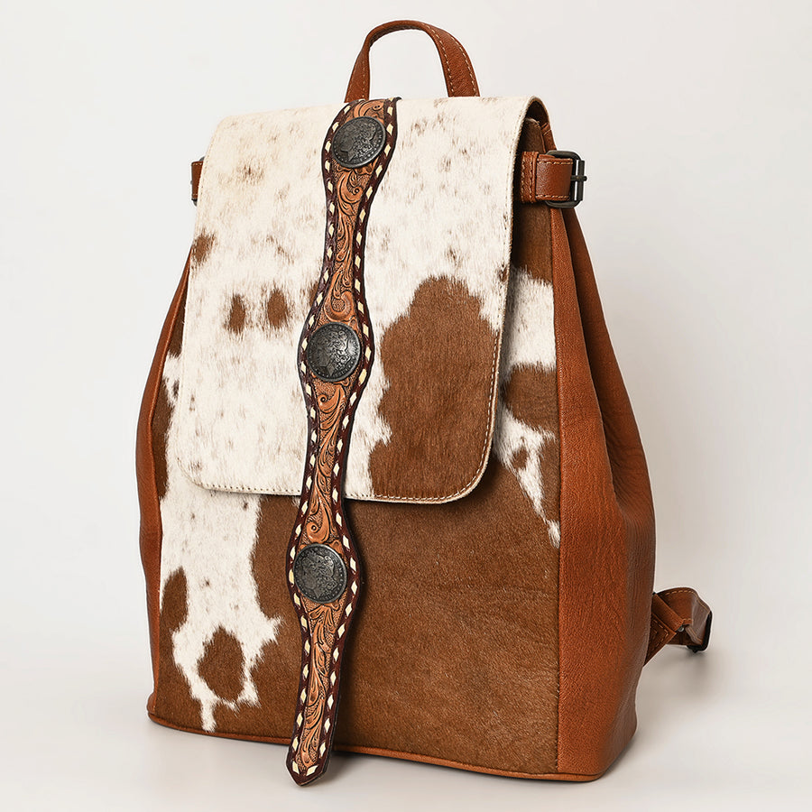 American Darling Western Cowhide Leather Backpack with Hand-Tooled Strap Detailing - Uhorse