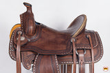 HILASON Western Horse Saddle American Leather Ranch Roping Dark Brown | Hand Tooled | Horse Saddle | Western Saddle | Wade & Roping Saddle | Horse Leather Saddle | Saddle For Horses