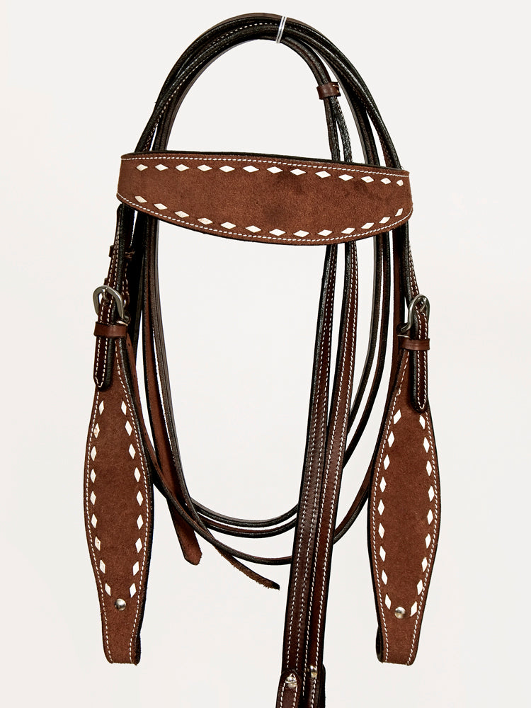 HILASON Western Horse Genuine Leather Headstall & Breast Collar With Side Buck Stitch Brown | for horses set headstalls
