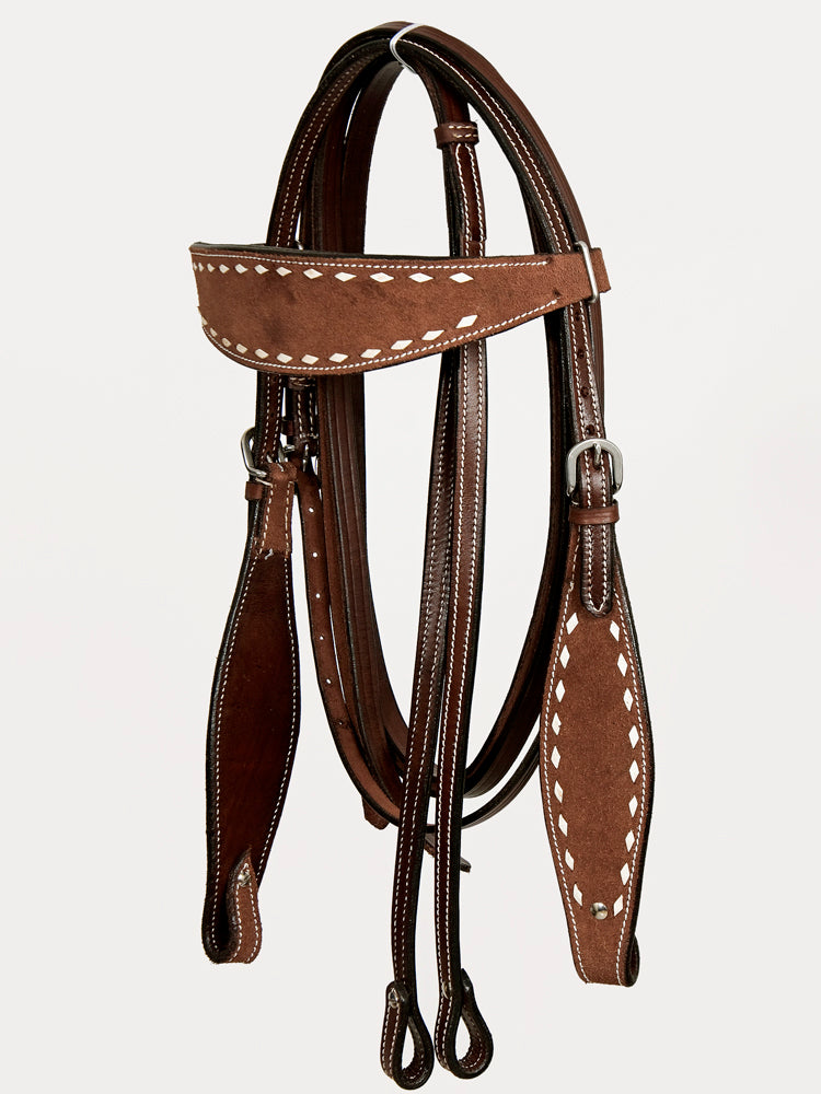 HILASON Western Horse Genuine Leather Headstall & Breast Collar With Side Buck Stitch Brown | for horses set headstalls