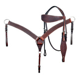 Brown leather western breast collar with tooling - Uhorse