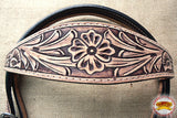 HILASON Western Horse Leather Headstall & Breast Collar Set Floral Roughout Dark Brown