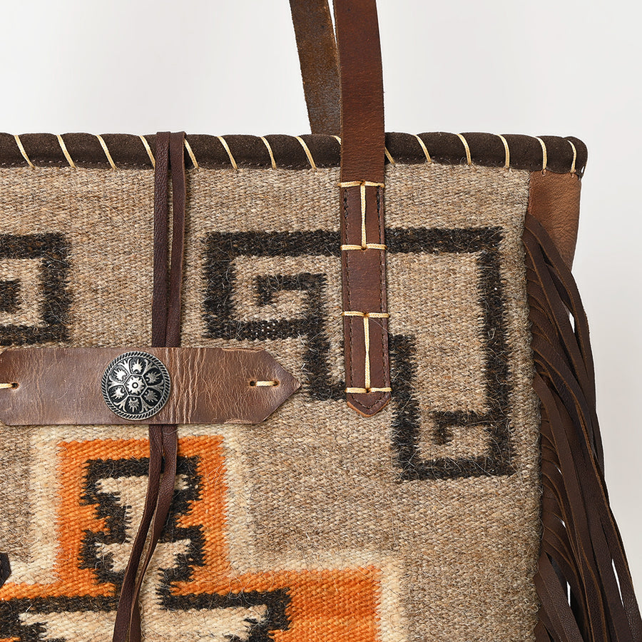 American Darling Hand-Woven Saddle Blanket Tote Bag – Genuine Leather Fringe Western Purse with Strap for Daily Use and Travel
