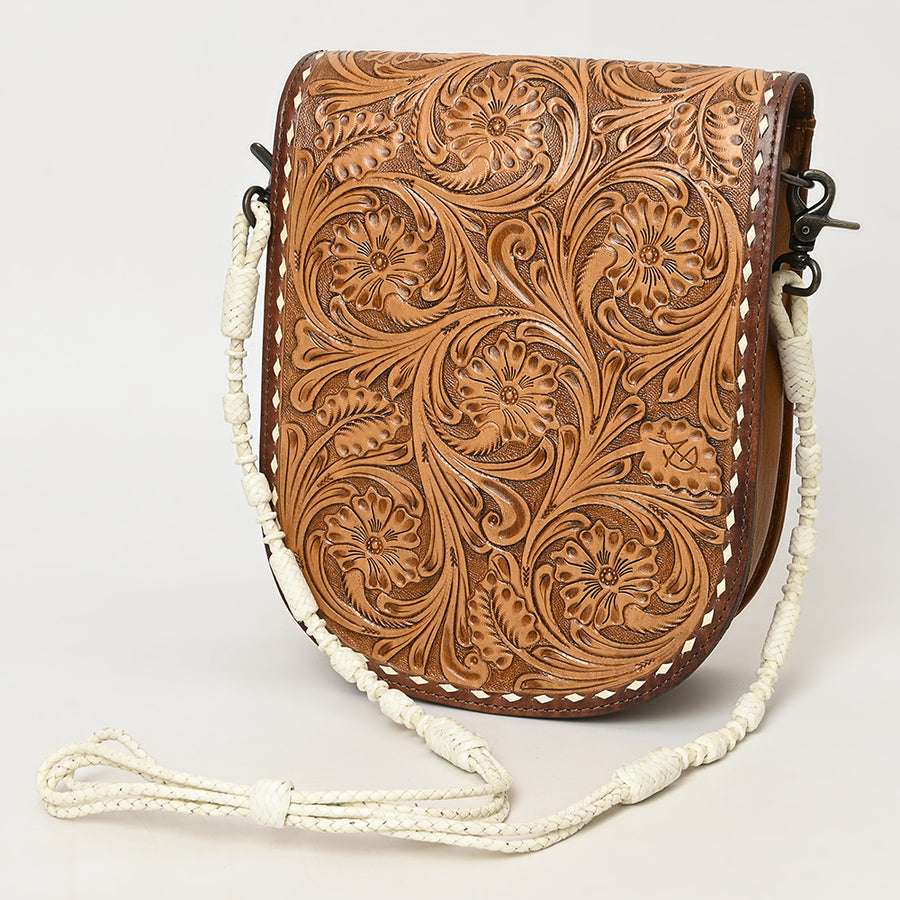 American Darling Hand-Tooled Western Leather Small Crossbody Bag | Genuine Floral Carved Purse - Uhorse