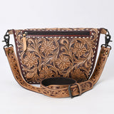 Hand-Tooled Western Leather Crossbody Bag – Genuine Leather Floral Carved Purse with Adjustable Strap | American Darling