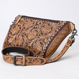 Hand-Tooled Western Leather Crossbody Bag – Genuine Leather Floral Carved Purse with Adjustable Strap | American Darling