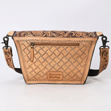Hand-Tooled Western Leather Crossbody Bag – Genuine Leather Floral Carved Purse with Adjustable Strap | American Darling