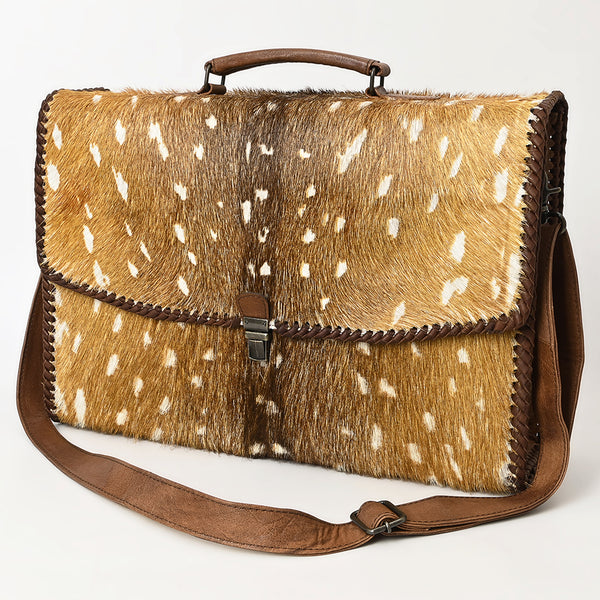 American Darling Hair-On Cowhide Western Leather Briefcase Bag | Genuine Leather Laptop Work Bag - Uhorse