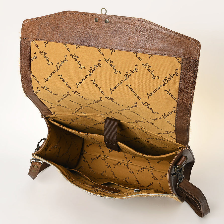 American Darling Western Leather Briefcase Bag – Genuine Cowhide, Office Organizer, Durable Handcrafted Work & Travel Case