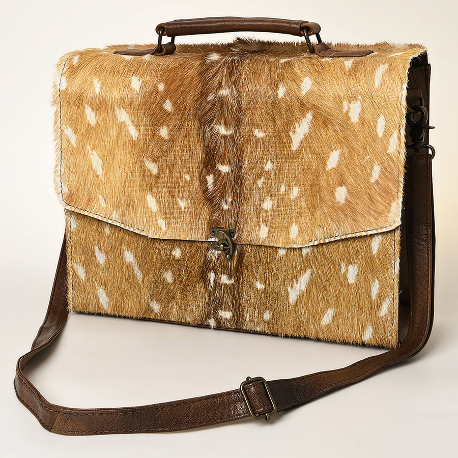 American Darling Western Leather Cowhide Briefcase Bag - Genuine Leather Office and Travel Case - Uhorse