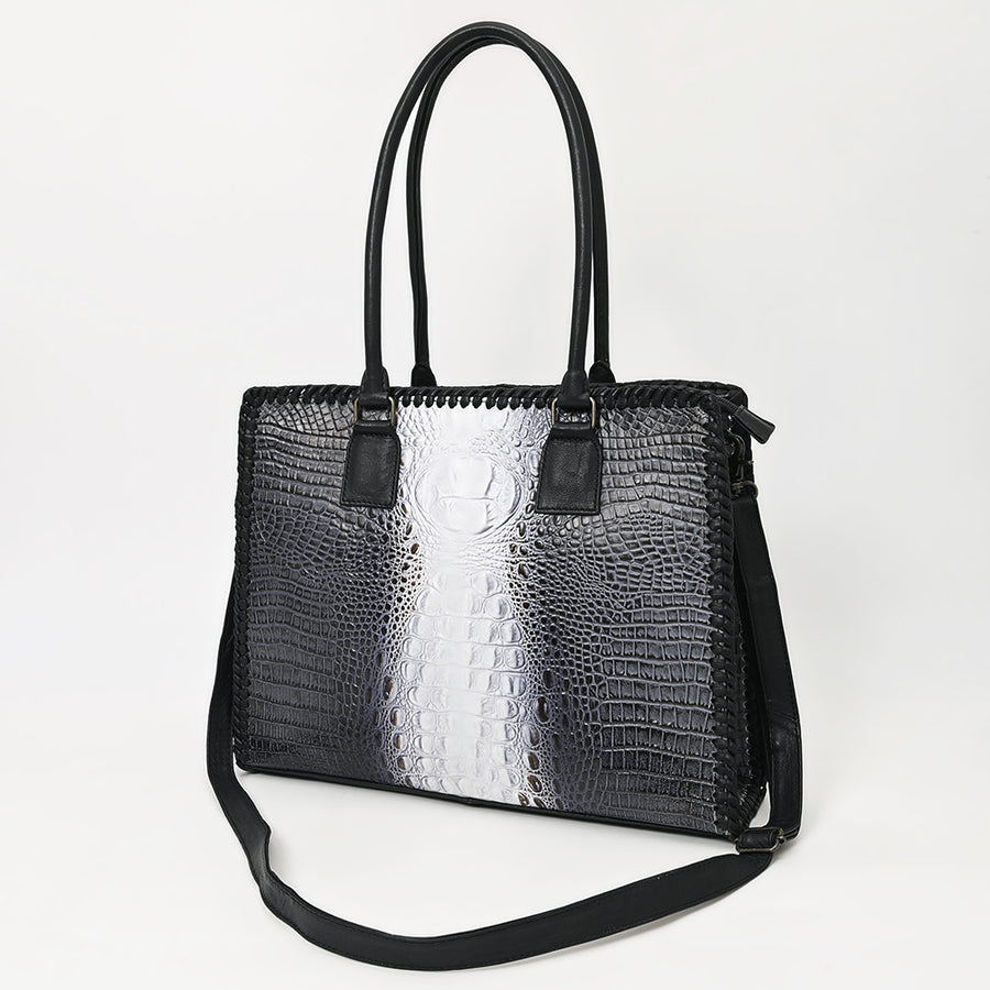 American Darling Western Genuine Leather Tote Bag - Crocodile Embossed Handcrafted Carryall - Uhorse