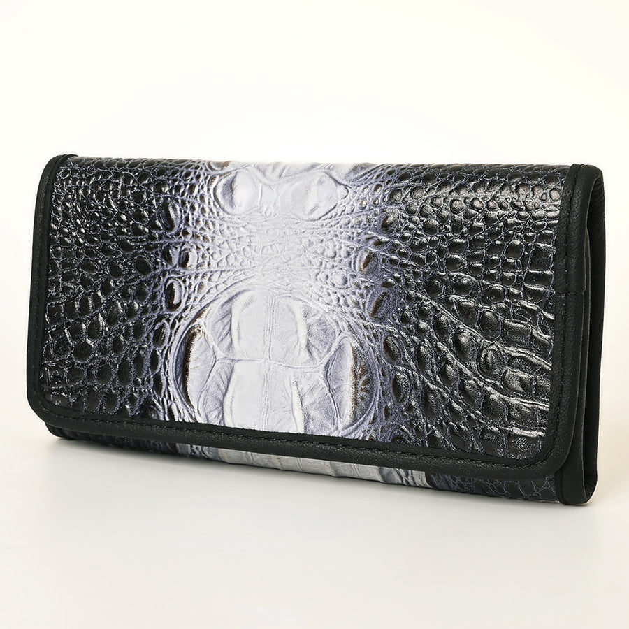 American Darling Crocodile Embossed Western Leather Wallet Bag - Genuine Leather Women's Wallet - Uhorse