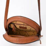 American Darling Western Leather Canteen Bag - Eco-Friendly Vegetable Tanned Full Grain Leather Hand Tooled Floral Carved Tassel Purse