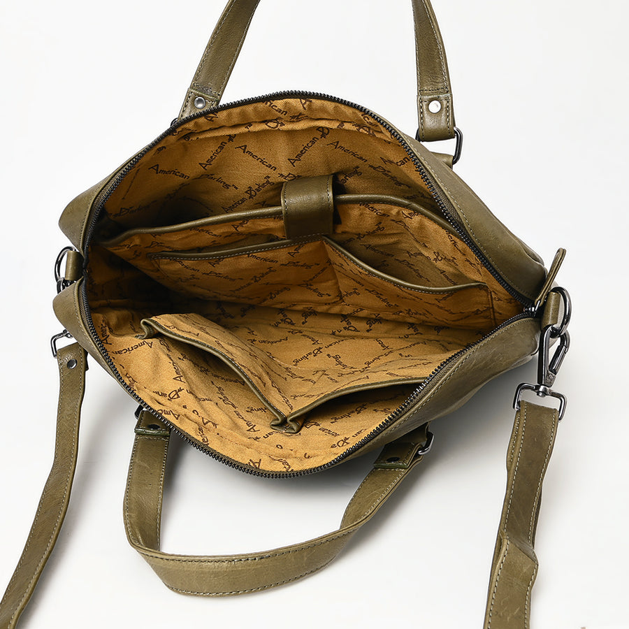 American Darling Briefcase Western Genuine Leather Handcrafted Messenger Laptop Bag with Detachable Shoulder Strap