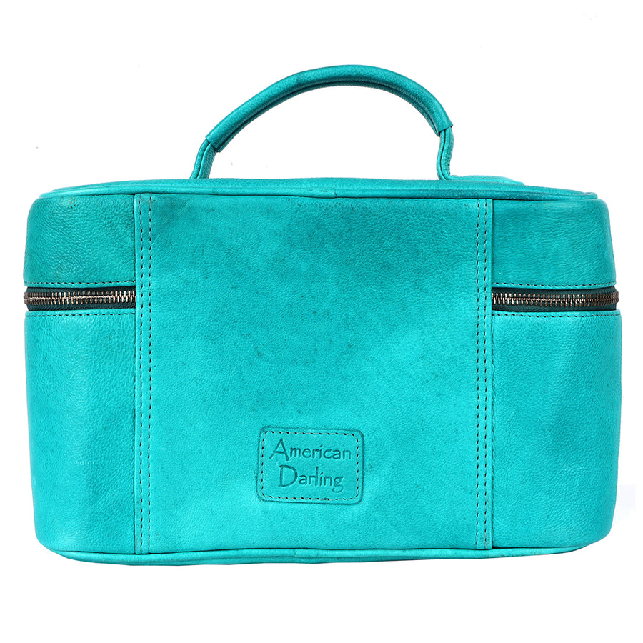 American Darling Jewelry Case Western Genuine Leather Handcrafted Vanity Box Travel Cosmetics Organizer Case