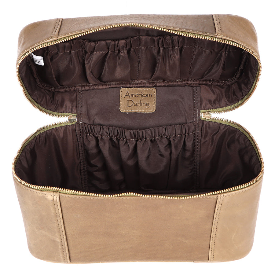 American Darling Jewelry Case Western Genuine Leather Handcrafted Vanity Box Travel Cosmetics Organizer Case
