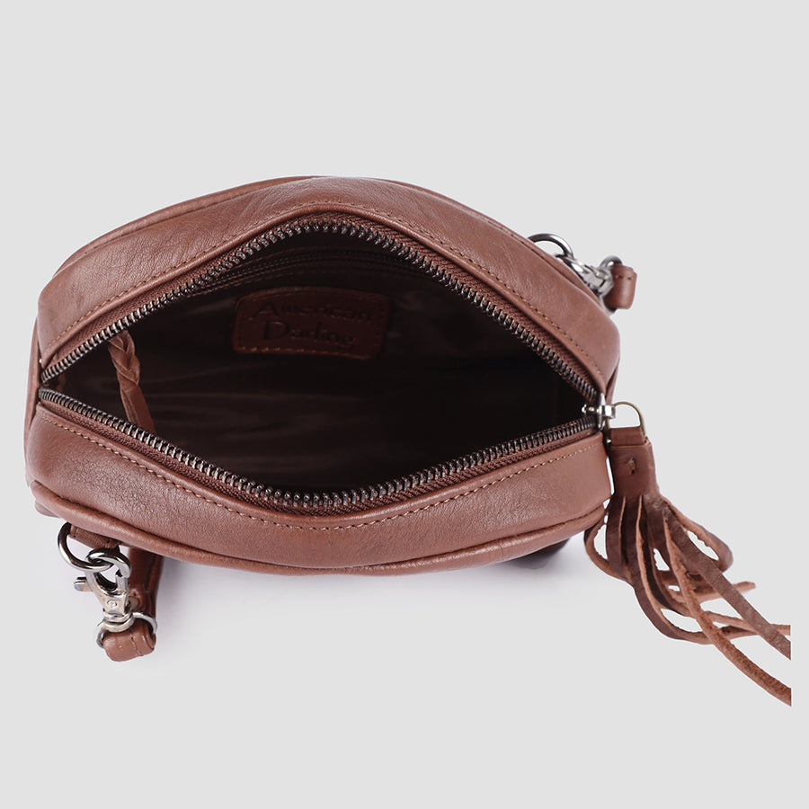 American Darling Small Cross body Bag Western Genuine Leather Handcrafted Purse with Fringes and YKK Zipper