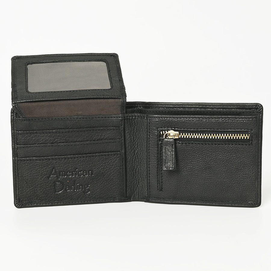American Darling Wallet Western Genuine Leather Handcrafted Classic Bifold Pocket Wallet with YKK Zipper Coin Pocket