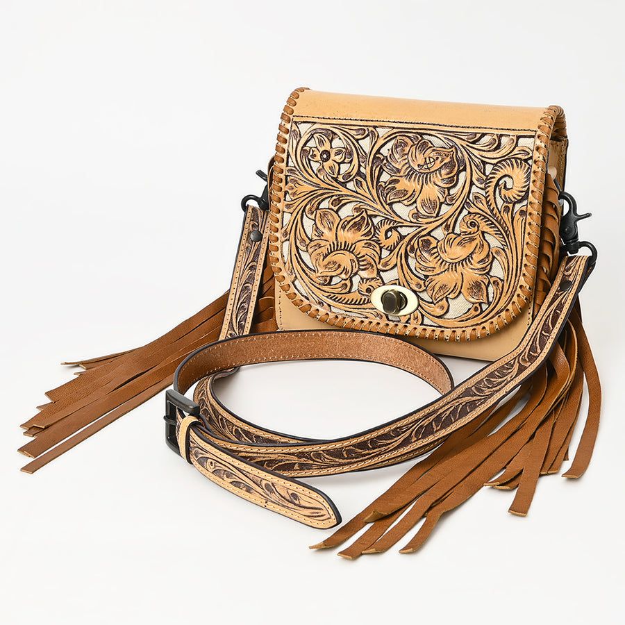 American Darling Small Crossbody Beautifully Hand Tooled Genuine Leather Women Bag Western Handbag Purse - Hilason