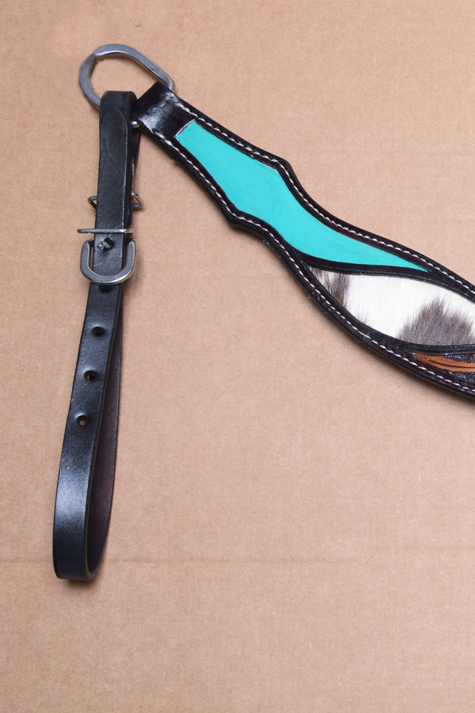 COMFYTACK Western Horse Hand Tooled & Hair-on Headstall Breast Collar Tack Genuine Leather
