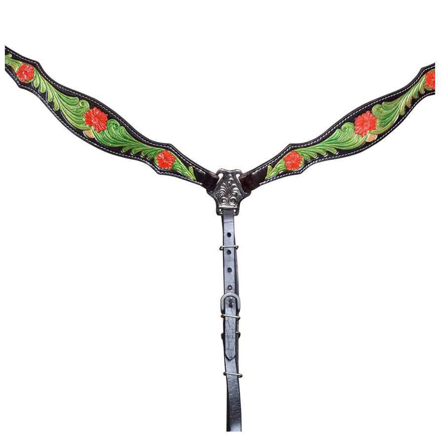 COMFYTACK Western Horse Hand Painted Headstall Breast Collar Tack Genuine Leather