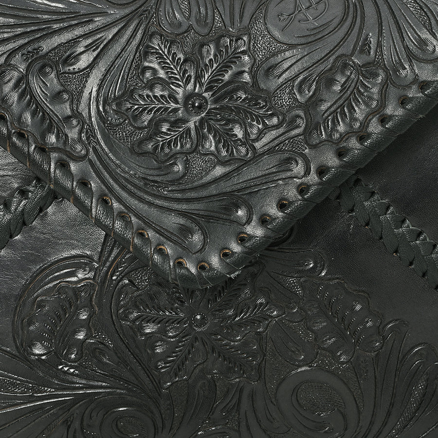 American Darling Hand-Tooled Genuine Leather Envelope Bag – Floral Carved Western Crossbody with Strap for Everyday Carry