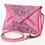 American Darling Hand-Tooled Genuine Leather Western Envelope Bag - Floral Carved Crossbody - Uhorse
