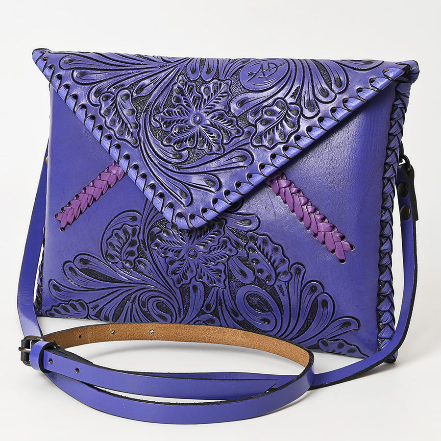American Darling Hand-Tooled Genuine Leather Western Envelope Bag - Floral Carved Crossbody - Uhorse
