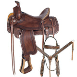 15 In Western Horse Tack Set Saddle American Leather Ranch Roping Hilason - Uhorse