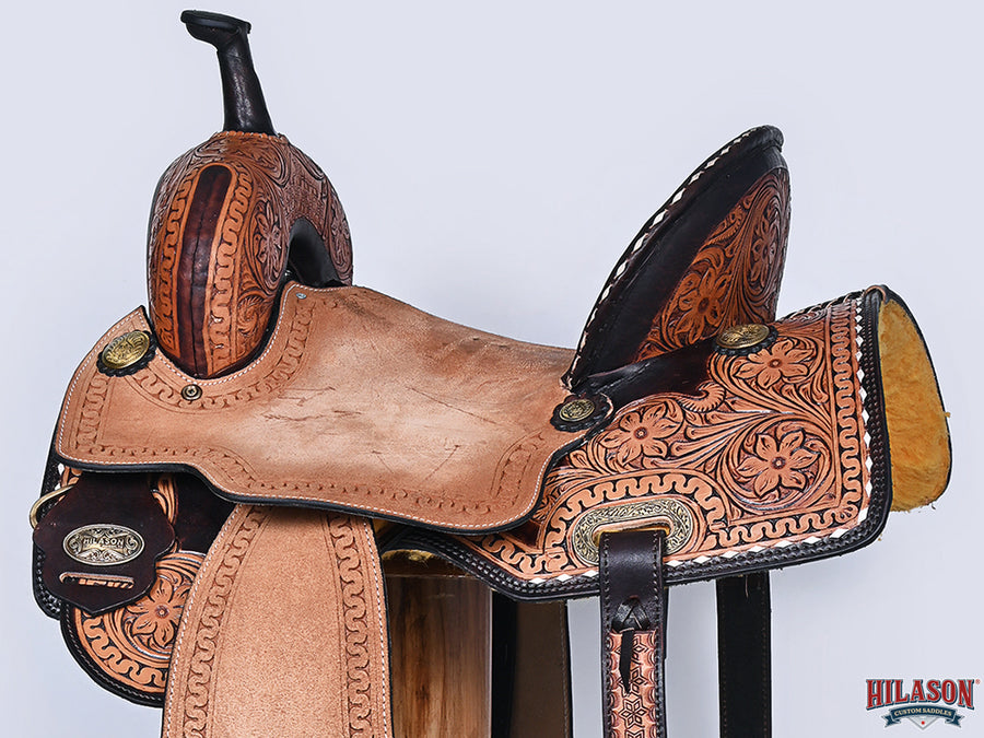 HILASON Western Horse Saddle American Leather Trail Barrel Brown