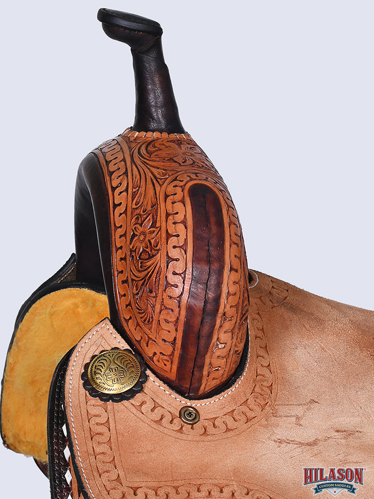 HILASON Western Horse Saddle American Leather Trail Barrel Brown