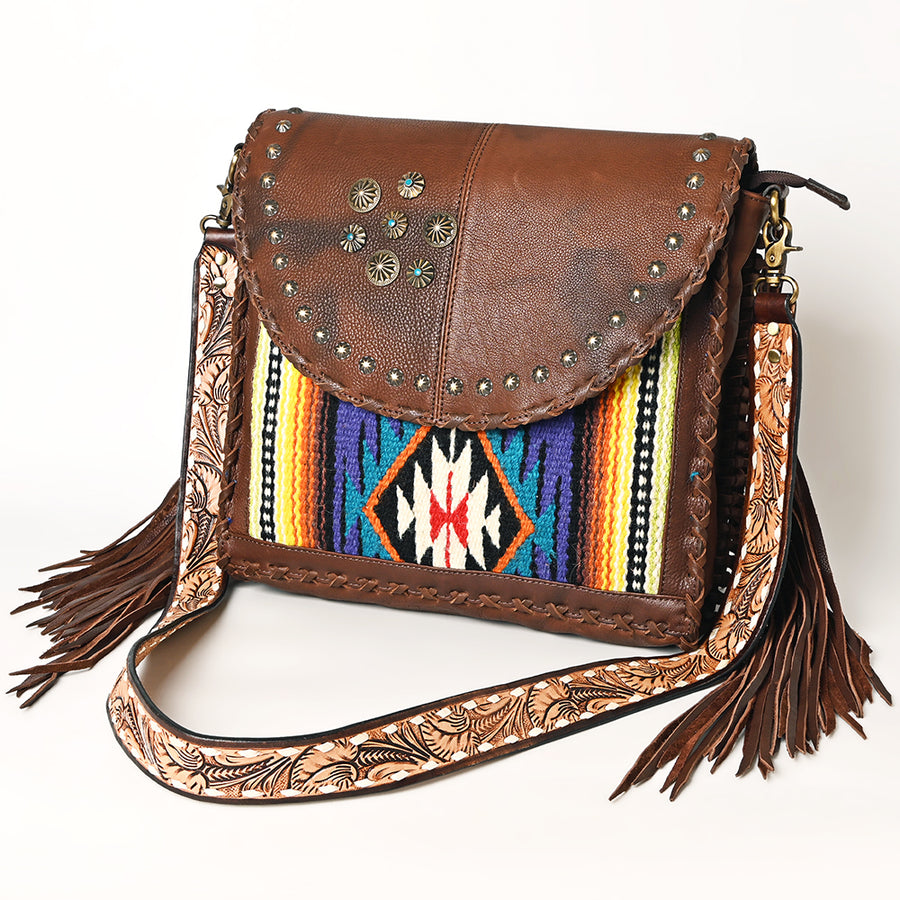American Darling Crossbody Saddle Blanket Hand Tooled Genuine Leather Women Bag Western Handbag Purse - Uhorse