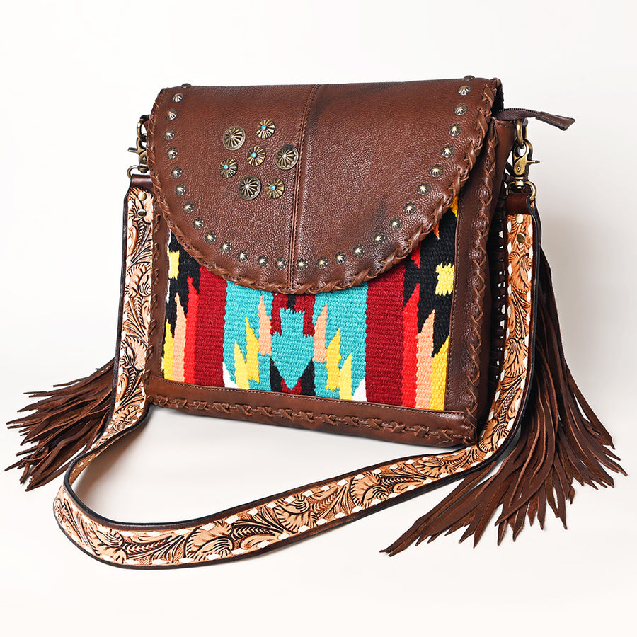 American Darling Crossbody Saddle Blanket Hand Tooled Genuine Leather Women Bag Western Handbag Purse - Uhorse