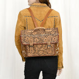 American Darling Western Leather Backpack Bag – Hand-Tooled Floral Carving, Genuine Leather, Hair-On Cowhide, Everyday Travel Pack