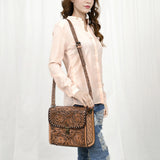American Darling ADBG1428 Briefcase Hand Tooled Genuine Leather women bag western handbag purse